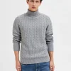 SELECTED FLÄTSTICKNING TRÖJA Grey Flash Sale