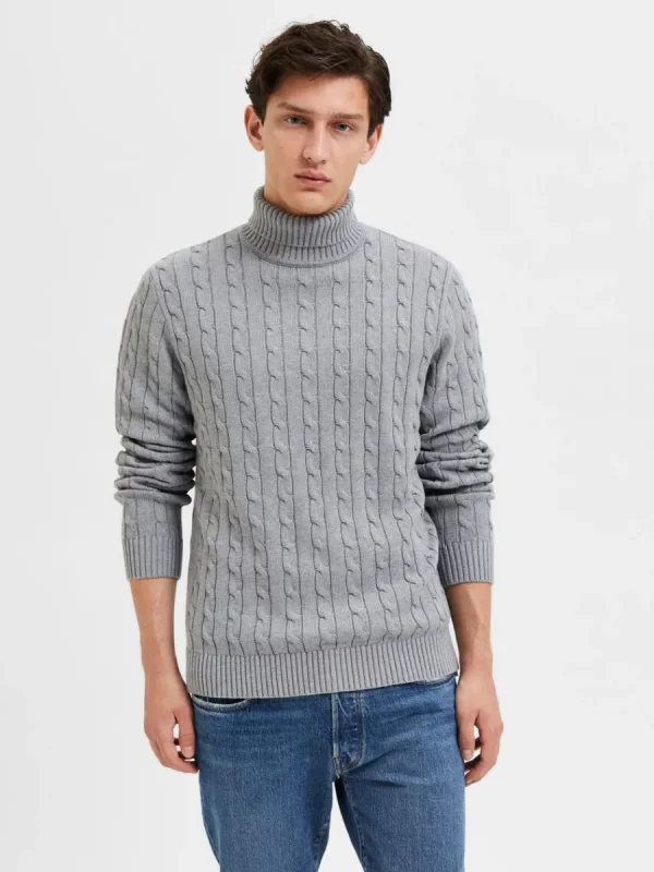 SELECTED FLÄTSTICKNING TRÖJA Grey Flash Sale