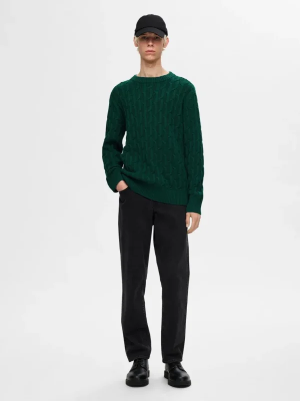 SELECTED FLÄTSTICKNING TRÖJA Green Cheap