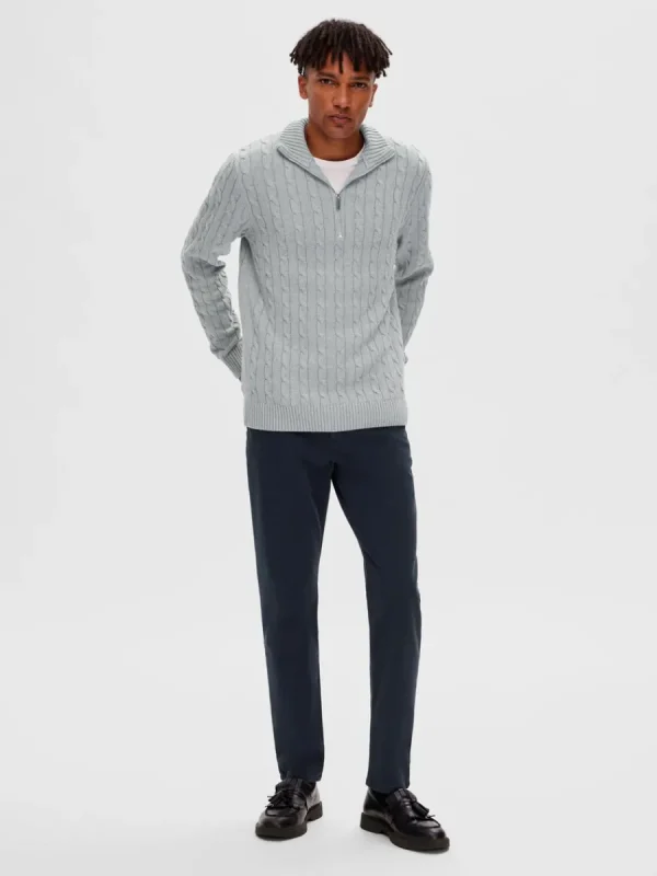 SELECTED FLÄTSTICKNING TRÖJA Grey Hot