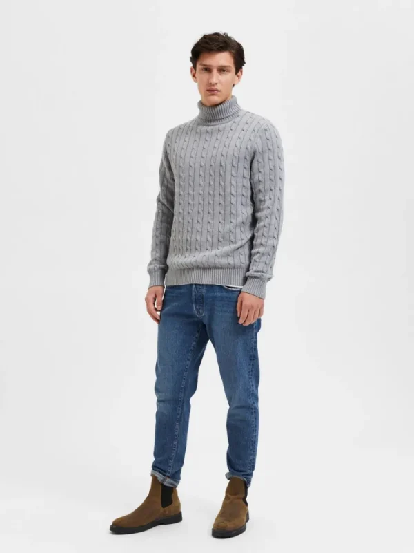 SELECTED FLÄTSTICKNING TRÖJA Grey Flash Sale