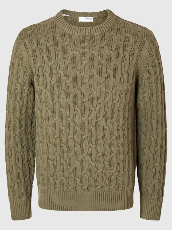 SELECTED FLÄTSTICKNING TRÖJA Green Cheap