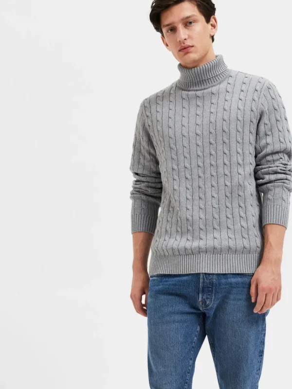 SELECTED FLÄTSTICKNING TRÖJA Grey Flash Sale