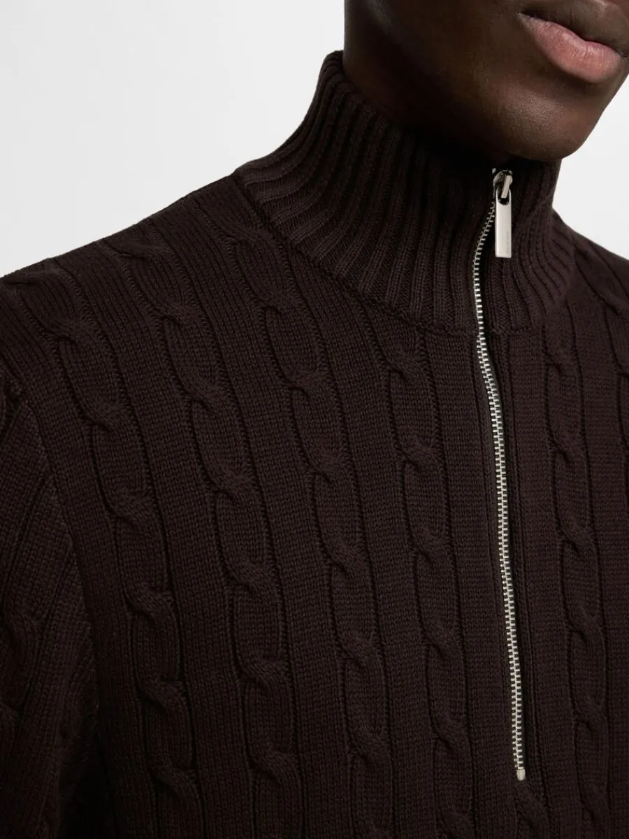 fltstickning_trja_3-10.webp SELECTED FLÄTSTICKNING TRÖJA Brown Fashion