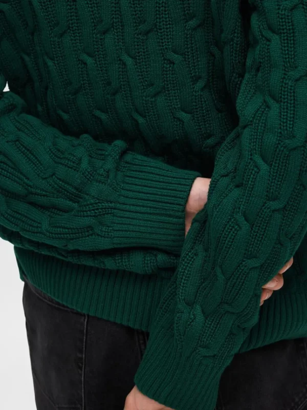 SELECTED FLÄTSTICKNING TRÖJA Green Cheap