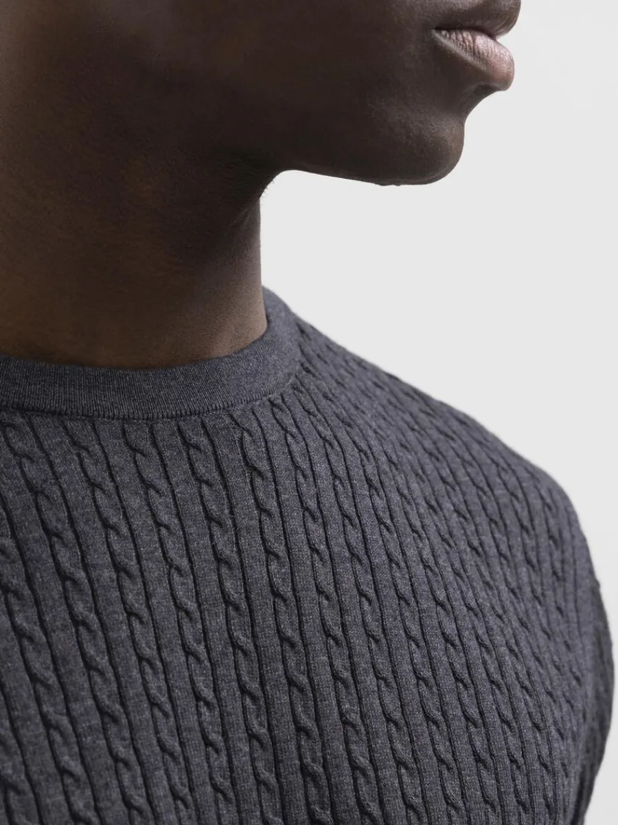 fltstickning_trja_3-15.webp SELECTED FLÄTSTICKNING TRÖJA Grey Best Sale
