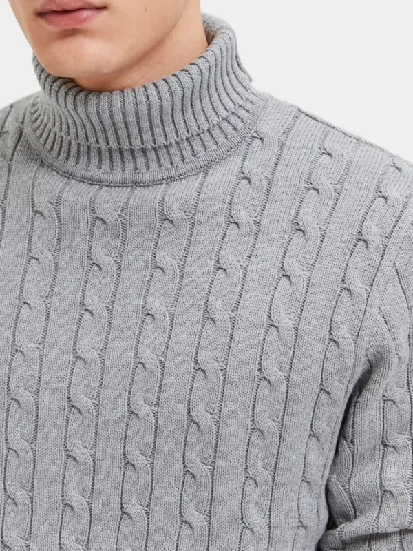 SELECTED FLÄTSTICKNING TRÖJA Grey Flash Sale