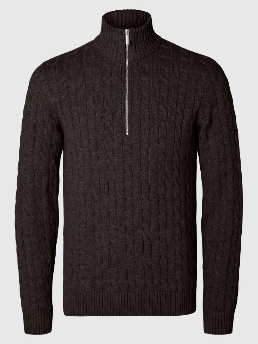 fltstickning_trja_4-10.webp SELECTED FLÄTSTICKNING TRÖJA Brown Fashion