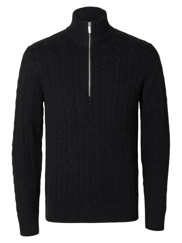 SELECTED FLÄTSTICKNING TRÖJA Black Cheap