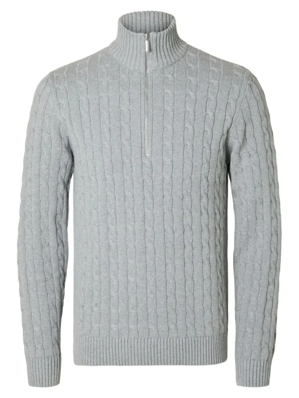 SELECTED FLÄTSTICKNING TRÖJA Grey Hot