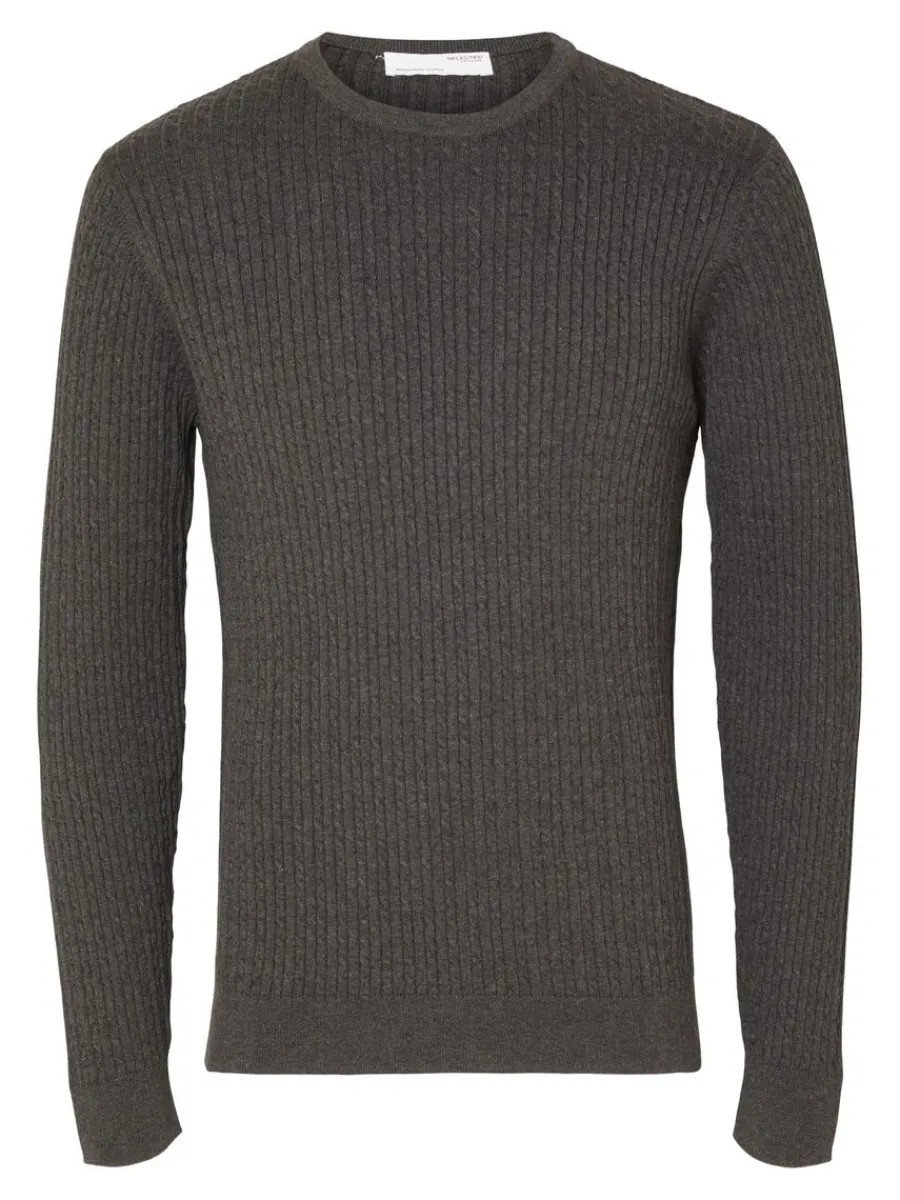 fltstickning_trja_4-14.webp SELECTED FLÄTSTICKNING TRÖJA Grey Best Sale