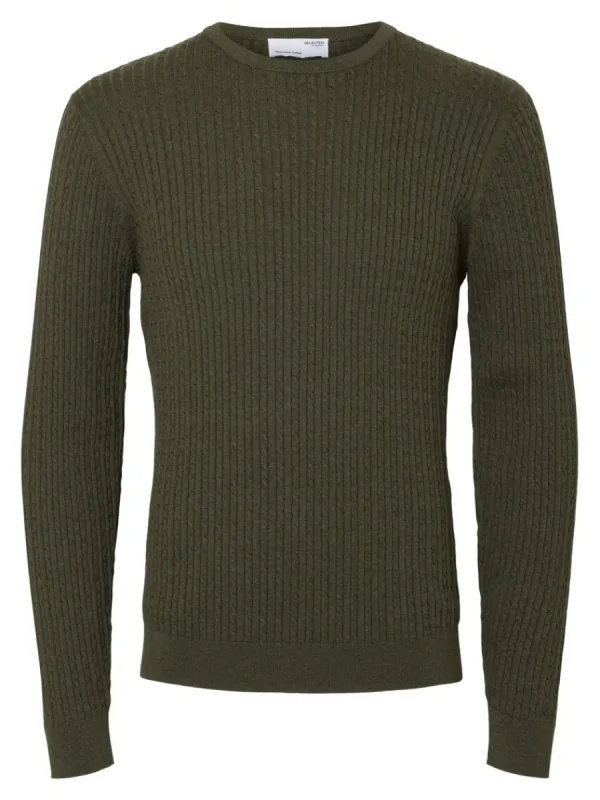 SELECTED FLÄTSTICKNING TRÖJA Green Best Sale