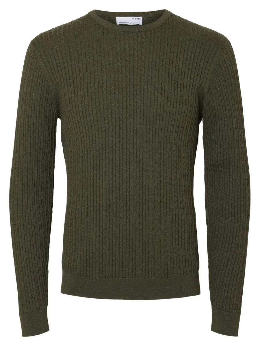 fltstickning_trja_4-16.webp SELECTED FLÄTSTICKNING TRÖJA Green Best Sale