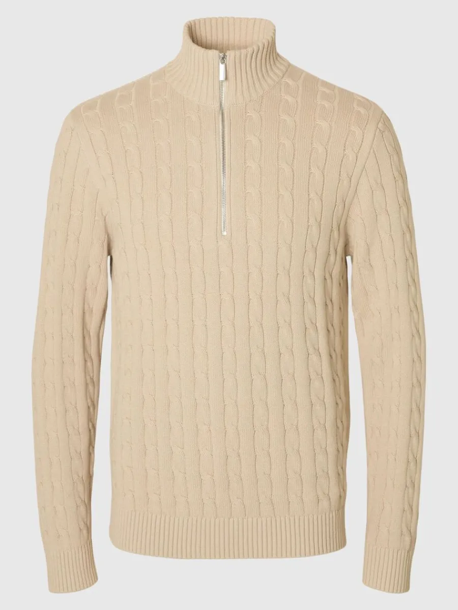 fltstickning_trja_4-6.webp SELECTED FLÄTSTICKNING TRÖJA Beige Fashion