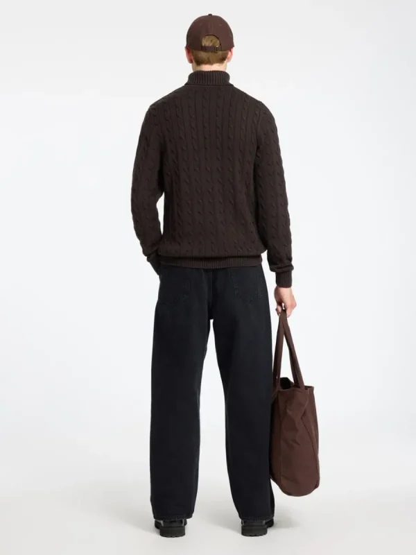 SELECTED FLÄTSTICKNING TRÖJA Brown Discount
