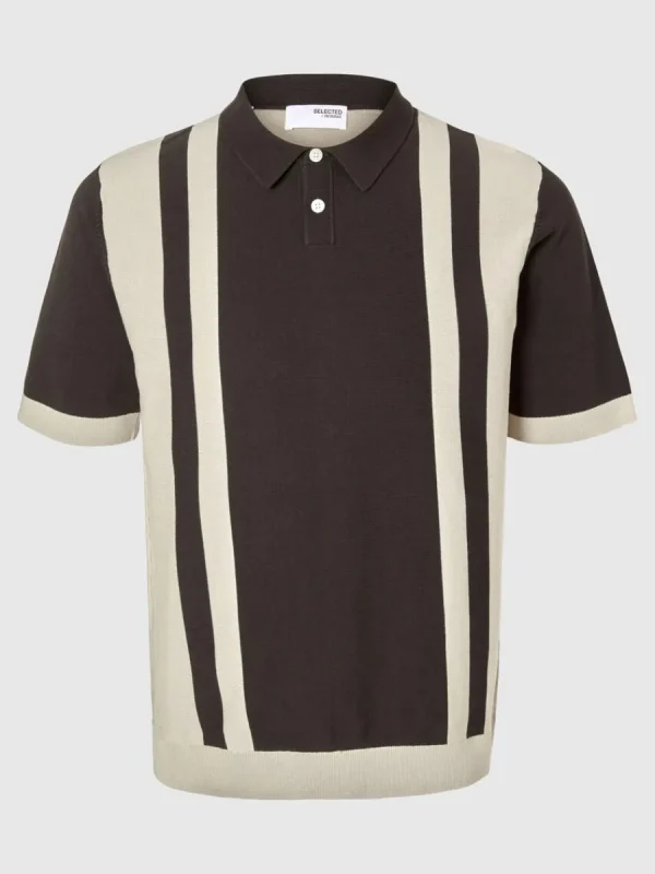 SELECTED FÄRGBLOCK STICKAD PIKÉTRÖJA Brown Online