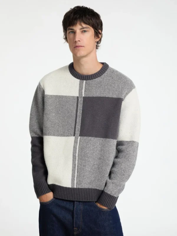 SELECTED FÄRGBLOCKERAD RUNDRINGAD TRÖJA Grey Fashion