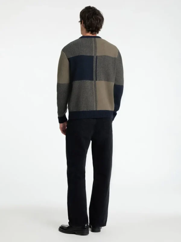 SELECTED FÄRGBLOCKERAD RUNDRINGAD TRÖJA Blue Cheap