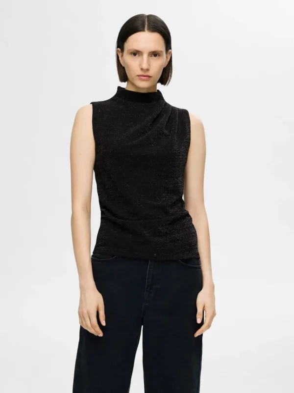 SELECTED GLITTER ÄRMLÖS TOPP Black Best Sale