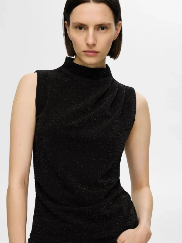 SELECTED GLITTER ÄRMLÖS TOPP Black Best Sale