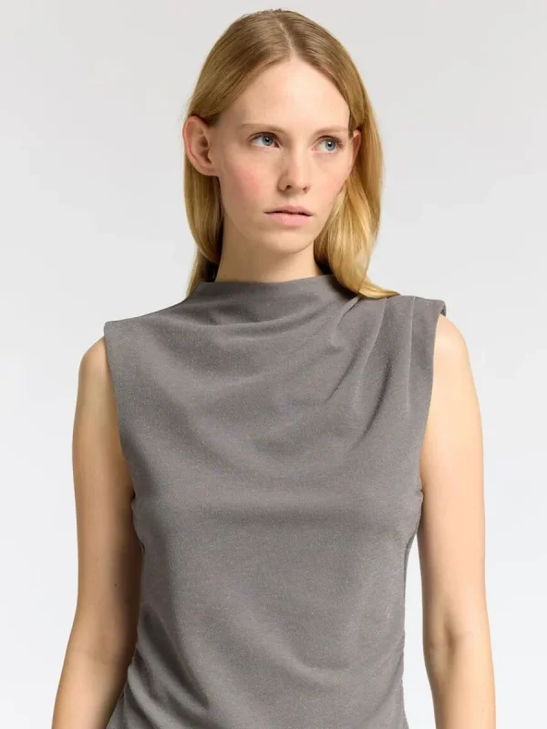 SELECTED GLITTER ÄRMLÖS TOPP Grey New