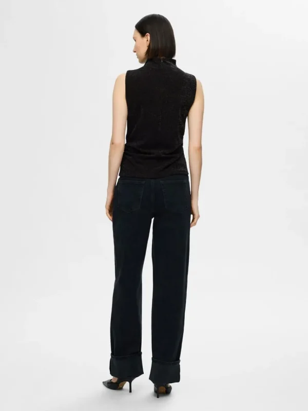 SELECTED GLITTER ÄRMLÖS TOPP Black Best Sale