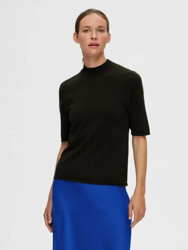 SELECTED GLITTER STICKAD TOPP Black New
