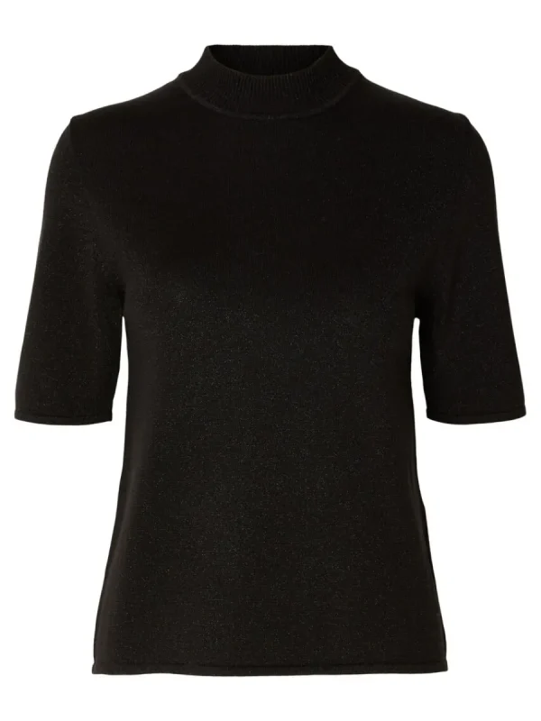 SELECTED GLITTER STICKAD TOPP Black New