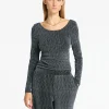 SELECTED GLITTRIGT LÅNGÄRMAD TOPP Black Fashion