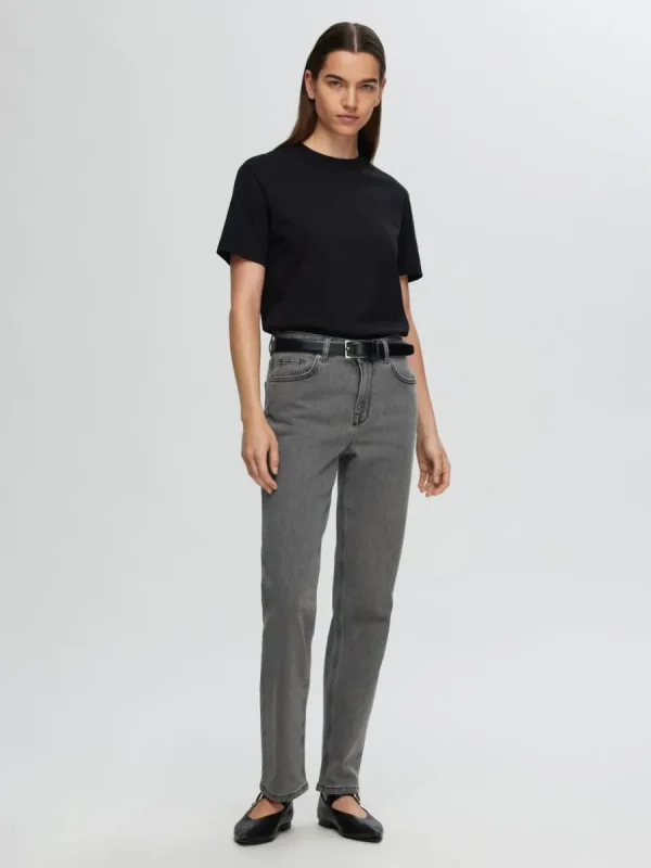 SELECTED GRÅ STRAIGHT FIT-JEANS Grey New