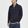 SELECTED HALF ZIP TRÖJA Blue Clearance