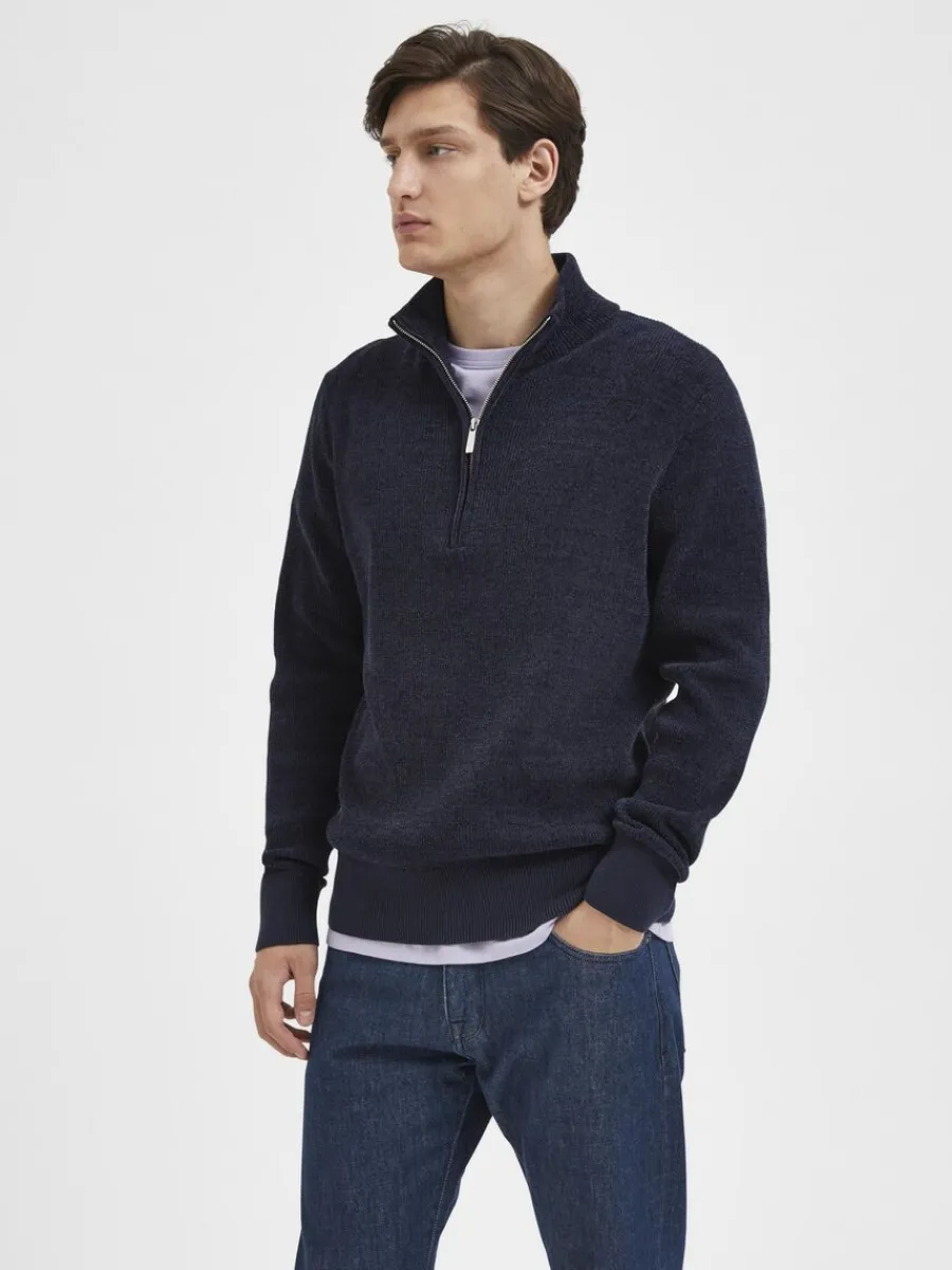 half_zip_trja_0-2.webp SELECTED HALF ZIP TRÖJA Blue Clearance
