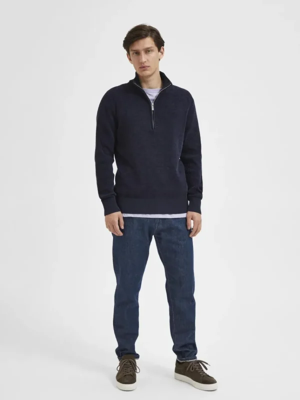 SELECTED HALF ZIP TRÖJA Blue Clearance