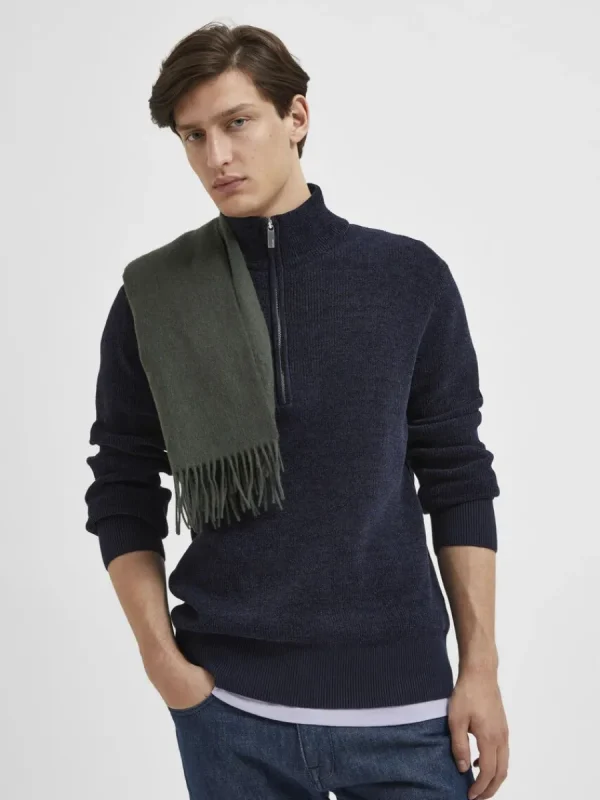 SELECTED HALF ZIP TRÖJA Blue Clearance