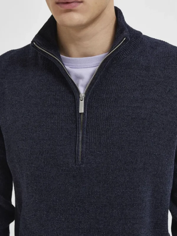 SELECTED HALF ZIP TRÖJA Blue Clearance
