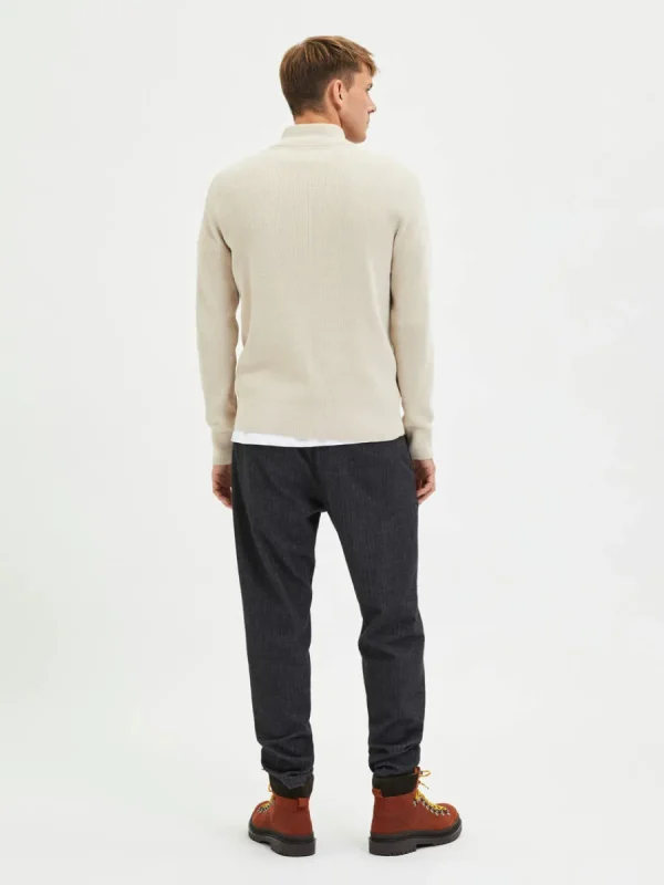 SELECTED HALF ZIP TRÖJA Beige Hot
