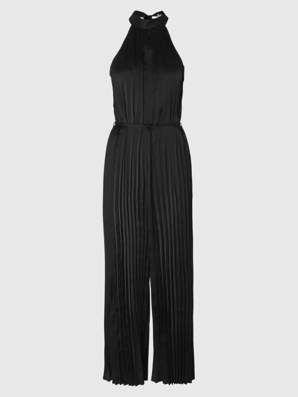 SELECTED HALTERNECK MED PLISSÉVECK JUMPSUIT Black New