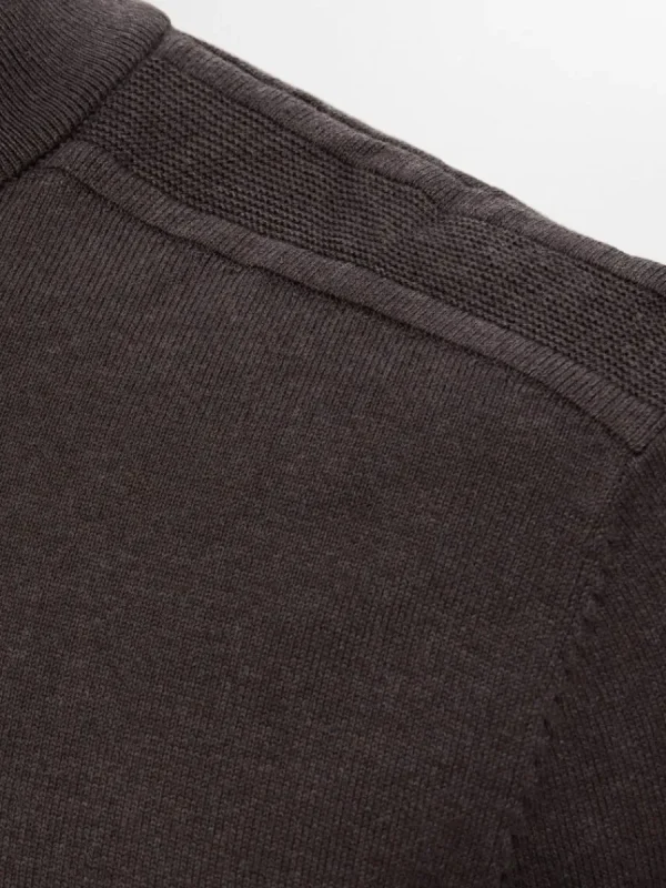 SELECTED HALVLÅNGT BLIXTLÅS STICKAD TRÖJA Brown Discount