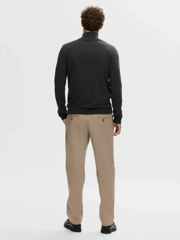 SELECTED HALVLÅNGT BLIXTLÅS STICKAD TRÖJA Grey Store