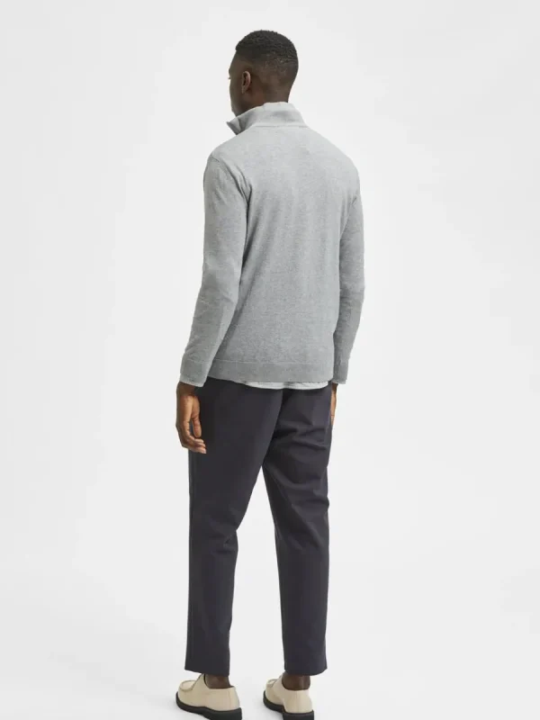 SELECTED HALVLÅNGT BLIXTLÅS STICKAD TRÖJA Grey New