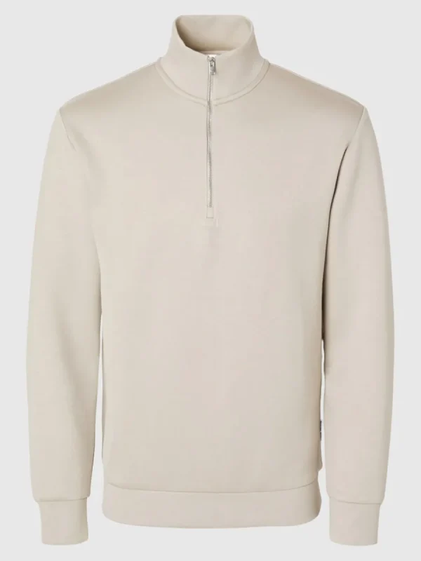 SELECTED HALVLÅNGT BLIXTLÅS SWEATSHIRT Beige Online