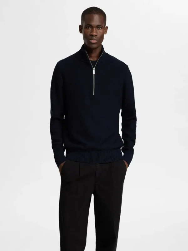 SELECTED HALVLÅNGT BLIXTLÅS TRÖJA Blue Online
