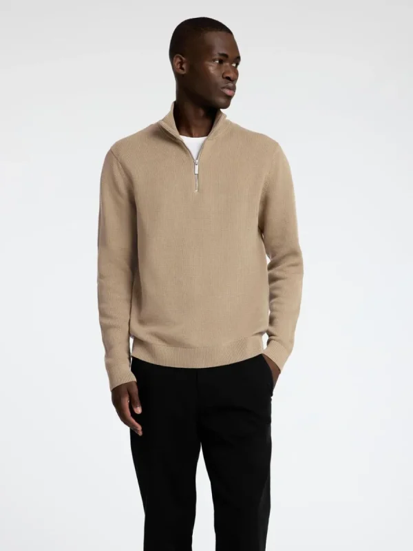 SELECTED HALVLÅNGT BLIXTLÅS TRÖJA Brown Cheap