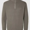 SELECTED HALVLÅNGT BLIXTLÅS TRÖJA Brown New