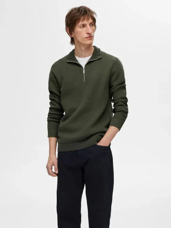 SELECTED HALVLÅNGT BLIXTLÅS TRÖJA Green Cheap