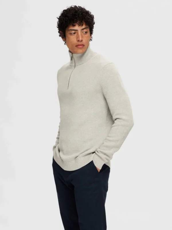 SELECTED HALVLÅNGT BLIXTLÅS TRÖJA Grey Fashion