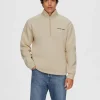 SELECTED HALVLÅNGT BLIXTLÅS TRÖJA Beige Shop