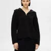 SELECTED HALVLÅNGT BLIXTLÅS TRÖJA Black Discount