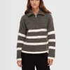 SELECTED HALVLÅNGT BLIXTLÅS TRÖJA Grey Discount