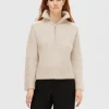 SELECTED HALVLÅNGT BLIXTLÅS TRÖJA Beige Shop